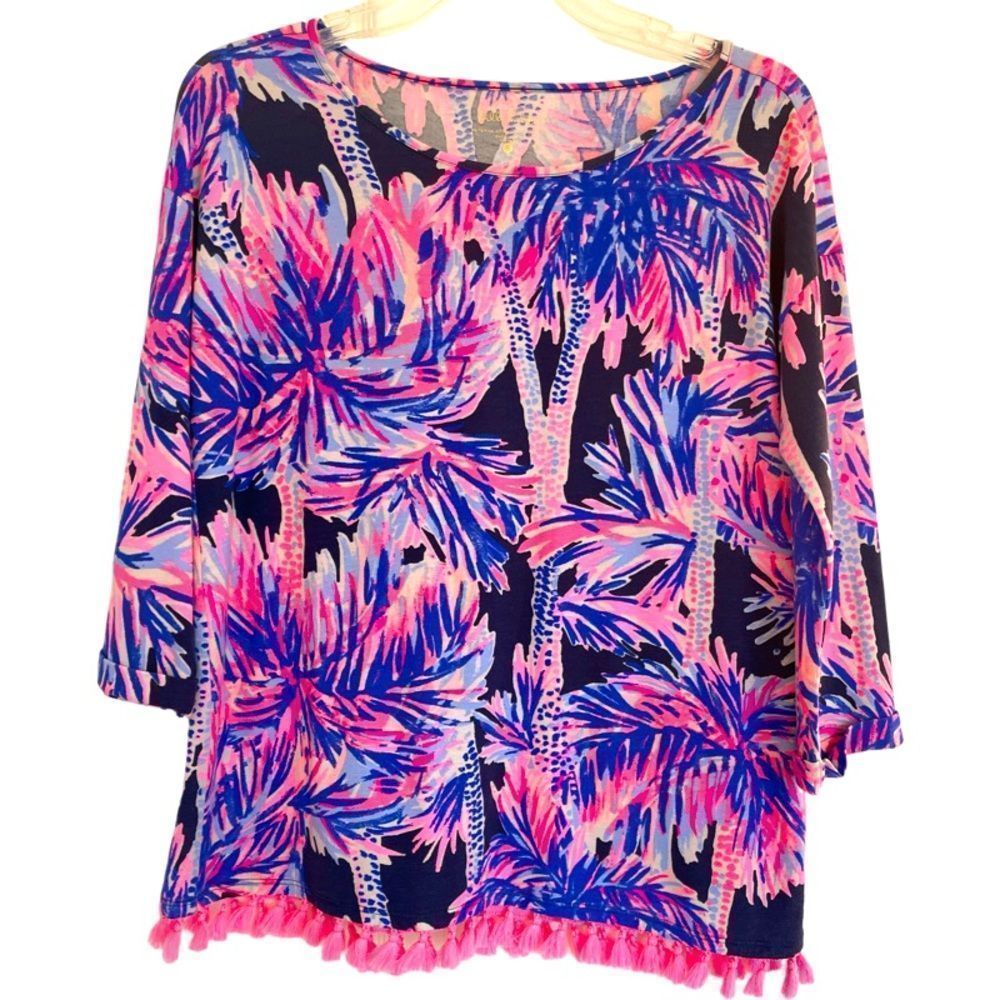 Lilly Pulitzer Ladies Pink/Blue Tassle Top Shirt Small S